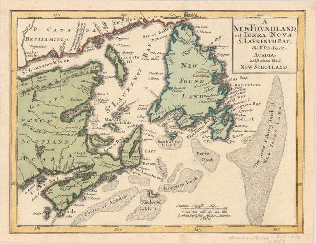 A Newfoundland, od. Terra Nova S. Laurentii Bay, die Fisch-Bank, Acadia, nebst Einem Theil New Schotland