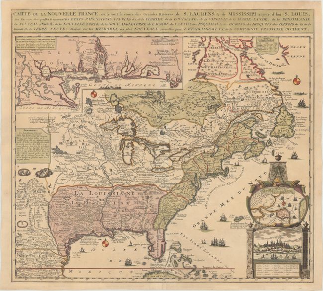 Carte de la Nouvelle France, ou se voit le Cours des Grandes Rivieres de S. Laurens & de Mississipi Aujour d'hui S. Louis, aux Environs des-quelles se Trouvent les Etats, Pais, Nations, Peuples &c...