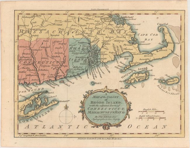 A Map of the Colony of Rhode Island: with the Adjacent Part of Connecticut, Massachusetts Bay. &c.