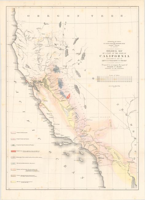 Geological Map of a Part of the State of California Explored in 1853... [together with] Geological Map of the Country Between San Diego and the Colorado River California [and] Geological Map of the Tejon Pass & Canada de las Uvas and the Vicinity