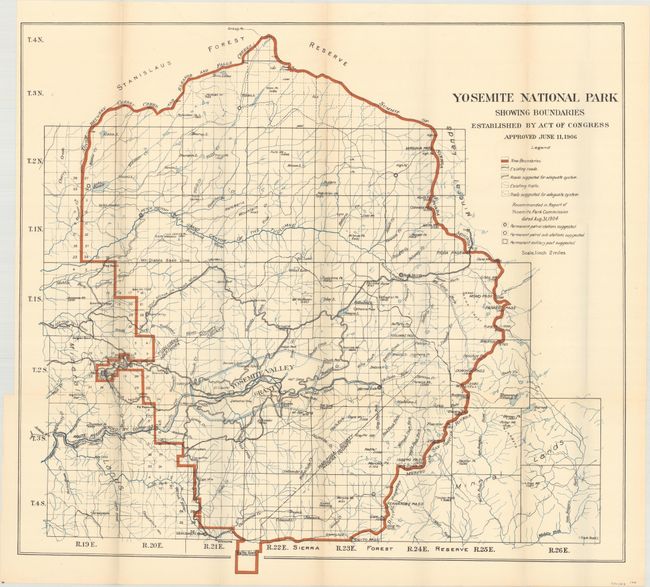 Yosemite National Park Showing Boundaries Established by Act of Congress Approved June 11, 1906