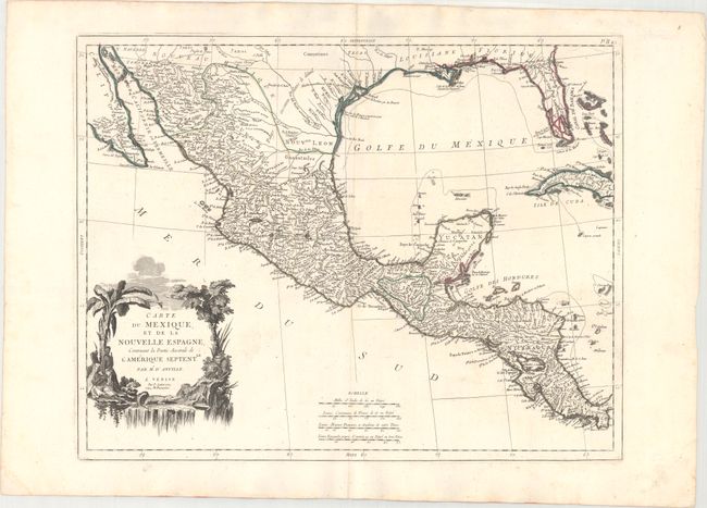 Carte du Mexique, et de la Nouvelle Espagne, Contenant la Partie Australe de l'Amerique Septentle.