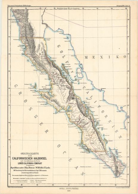Originalkarte der Californischen Halbinsel nach den Aufnahmen der fur die Lower California Company...