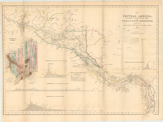 Map of Central America, Shewing the Different Lines of Atlantic & Pacific Communication