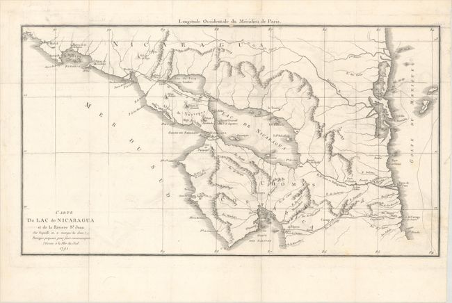 Carte du Lac de Nicaragua et de la Riviere St. Juan sur Laquelle on a Marque les Deux Passages Proposes Pour Faire Communiquer l'Ocean a la Mer du Sud