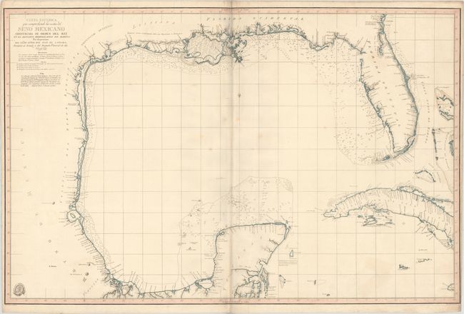 Carta Esferica que Comprehende las Costas del Seno Mexicano Construida de Orden del Rey en el Deposito Hidrografico de Marina