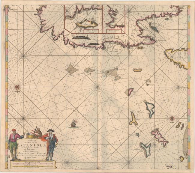 Pas Kaart van de Noord Kust van Espaniola met d Eylanden daar Benoorden