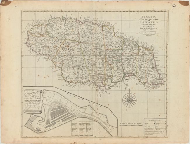 Bowles's New Pocket Map of Jamaica, Divided into It's Parishes, &c. from the Actual Surveys of Sheffield and Others