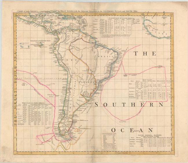 Chart of South America, Comprehending the West Indies, with the Adjacent Islands, in the Southern Ocean, and South Sea