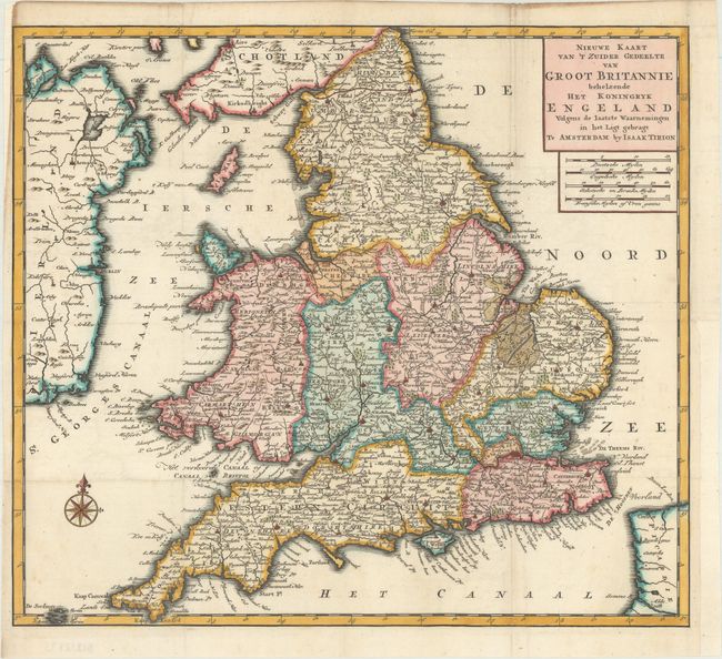 Nieuwe Kaart van 't Zuider Gedeelte van Groot Britannie Behelzende het Koningryk Engeland...