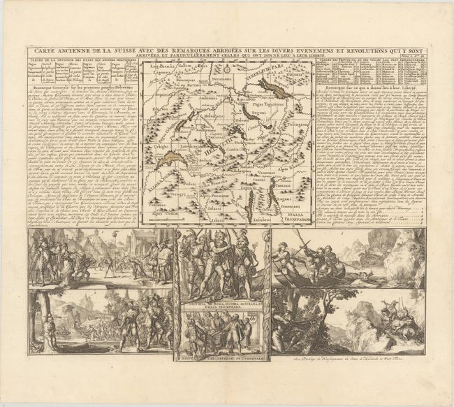 Carte Ancienne de la Suisse avec des Remarques Abregees sur les Divers Evenemens et Revolutions qui y sont Arrivees, et Particulierement Celles qui ont Donne Lieu a Leur Liberte