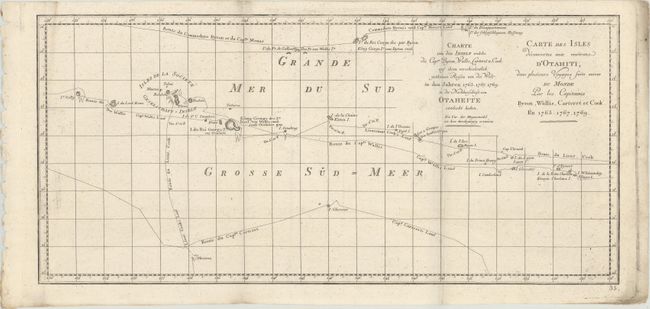 Carte des Isles Decouvertes aux Environs d'Otahiti, dans Plusieurs Voyages Faits Autour du Monde par les Capitaines Byron, Wallis, Carteret et Cook. En 1765. 1767. 1769