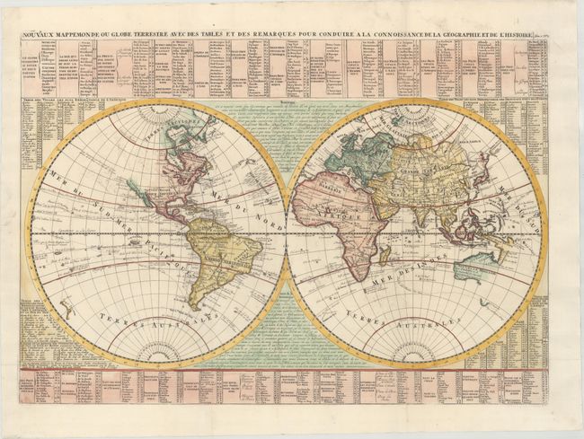 Nouveaux Mappemonde ou Globe Terrestre avec des Tables et des Remarques pour Conduire a la Connoissance de la Geographie et de l'Histoire