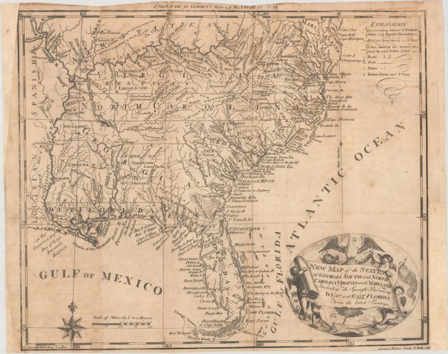 New Map of the States of Georgia South and North Carolina Virginia and Maryland Including the Spanish Provinces of West and East Florida...[with] The History of the Rise...of the United States...