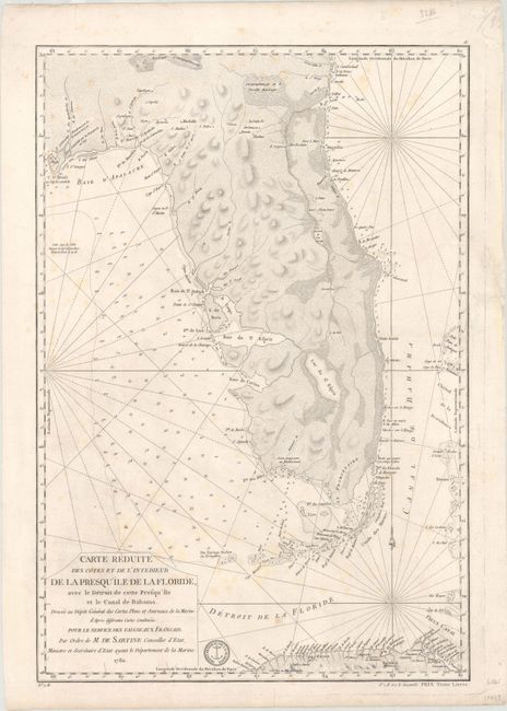 Carte Reduite des Cotes et de l'Interieur de la Presqu'ile de la Floride, avec le Detroit de Cette Presqu'ile et le Canal de Bahama...