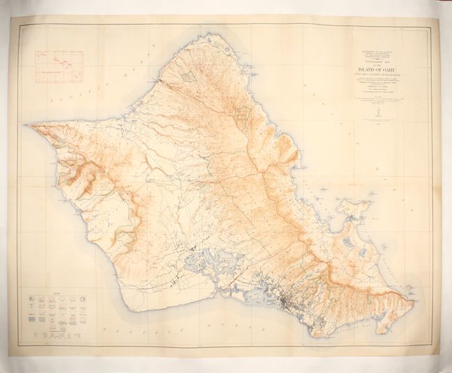 Topographic Map of the Island of Oahu - City and County of Honolulu...
