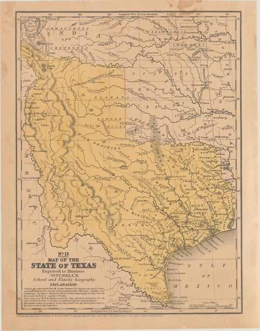 No. 13 Map of the State of Texas Engraved to Illustrate Mitchell's, School and Family Geography