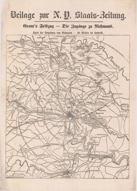Grant's Feldzug - Die Zugange zu Richmond. Karte der Umgebung von Richmond - 30 Meilen im Umfreise