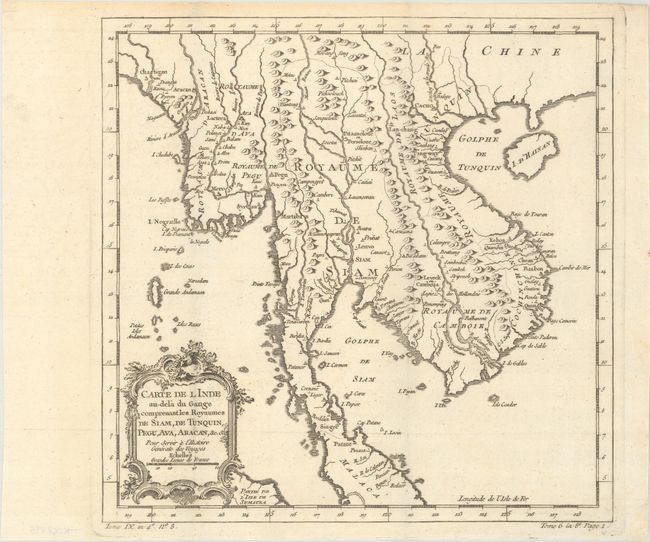 Carte de l Inde au-dela du Gange Comprenant les Royaumes de Siam, de Tunquin, Pegu, Ava, Aracan, &c. &c.