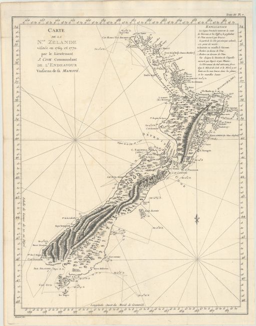 Carte de la Nle. Zelande Visitee en 1769 et 1770. par le Lieutenant J. Cook Commandant de l'Endeavour Vaisseau de sa Majeste