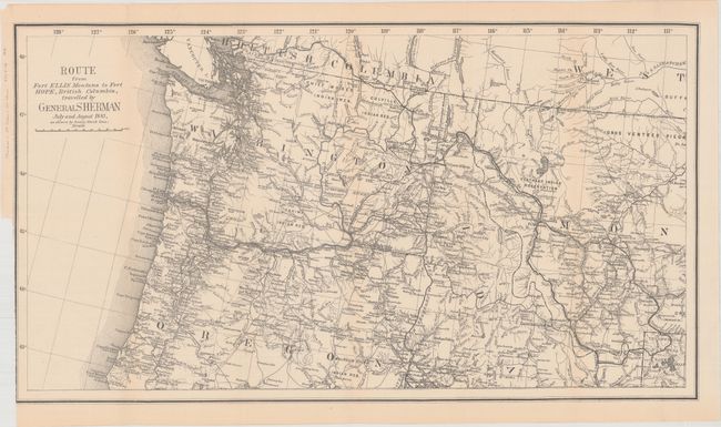 Route from Fort Ellis Montana to Fort Hope, British Columbia, Travelled by General Sherman July and August 1883, as Shown by Heavy Black Line