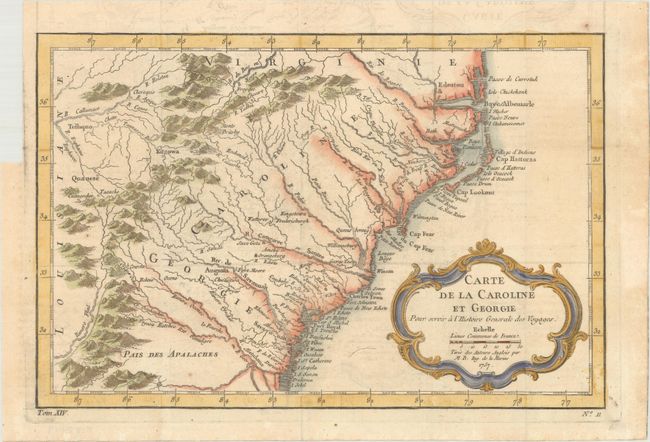 Carte de la Caroline et Georgie pour Servir a l'Histoire Generale des Voyages