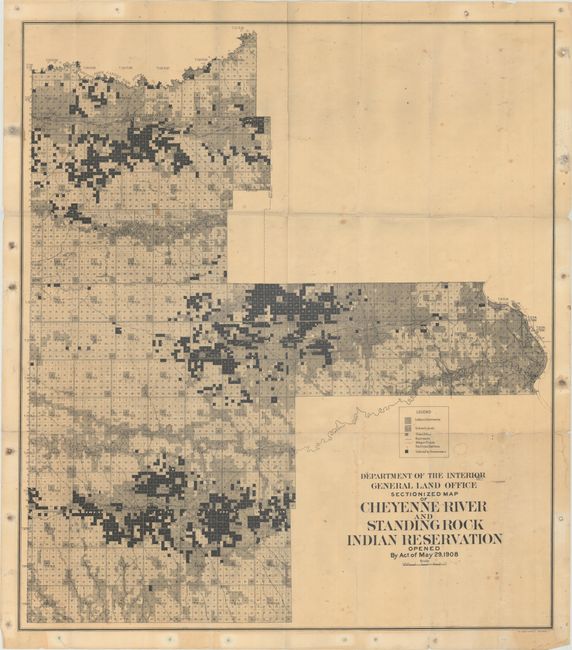 Sectionized Map of Cheyenne River and Standing Rock Indian Reservation Opened by Act of May 29, 1908