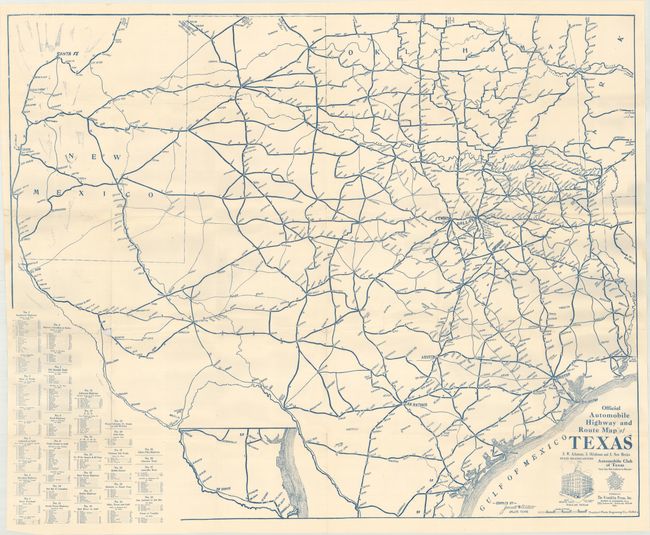 Official Automobile Highway and Route Map of Texas S.W. Arkansas, S. Oklahoma and E. New Mexico