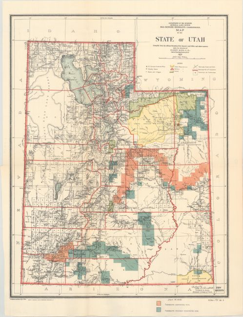 Map of the State of Utah Compiled from the Official Records of the General Land Office and Other Sources...