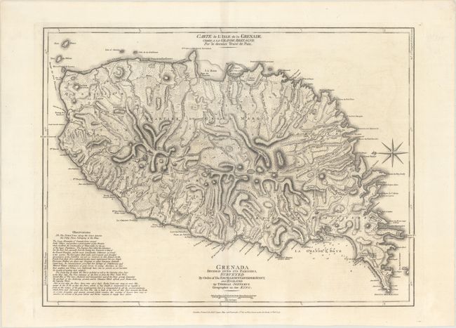 Grenada Divided into its Parishes, Surveyed by Order of His Excellency Governor Scott / Carte de l'Isle de la Grenade Cedee a la Grande Bretagne par le Dernier Traite de Paix