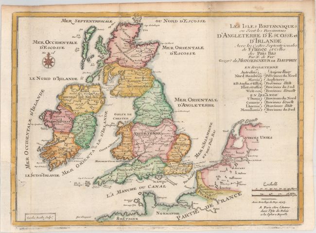 Les Isles Britanniques ou sont les Royaumes d'Angleterre d'Escosse et d'Irlande avec les Costes Septentrionales de France et Celles des Pais Bas
