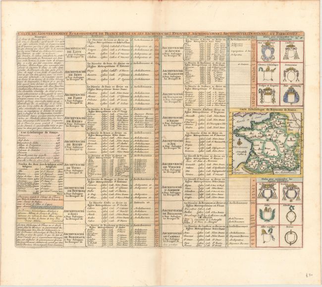 Carte du Gouvernement Eclesiastique de France Divise en ses Archeveschez, Eveschez, Archidiaconnez, Archipretez, Doyennez, et Parroisses