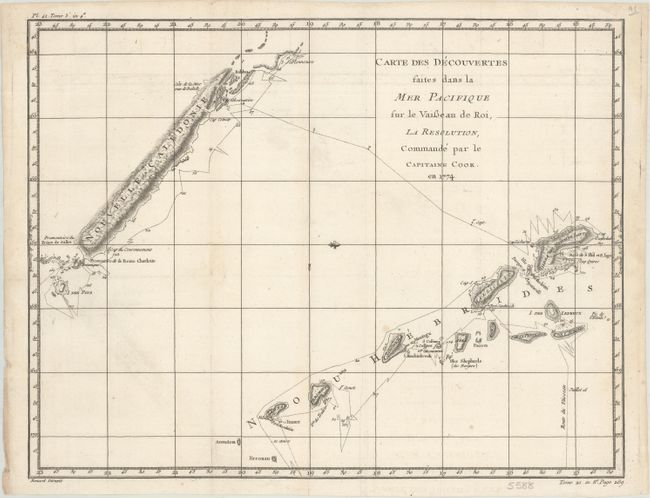 Carte des Decouvertes Faites dans la Mer Pacifique sur le Vaisseau de Roi, la Resolution, Commande par le Capitaine Cook, en 1774