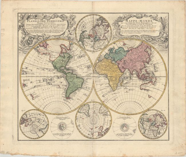 Planiglobii Terrestris Mappa Universalis Utrumq Hemisphaerium Orient. et Occidentale Repraesentans... / Mappe-Monde qui Represente les Deux Hemispheres, Savoir Celui de l'Orient et Celui de l'Occident