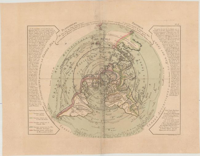 Planisphere Physique ou l'on voit du Pole Septentrional ce que l'on Connoit de Terres et de Mers...