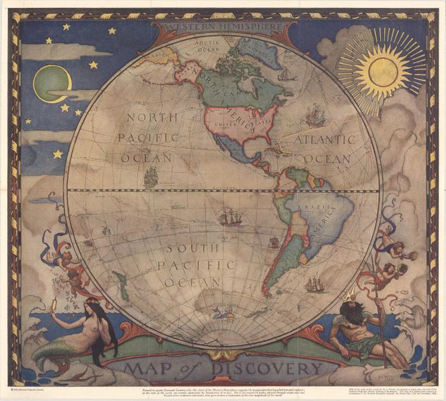 Western Hemisphere - Map of Discovery [in set with] Eastern Hemisphere - Map of Discovery
