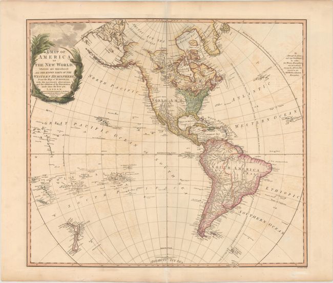 A Map of America, or the New World, Wherein Are Introduced All the Known Parts of the Western Hemisphere, from the Map of d'Anville...