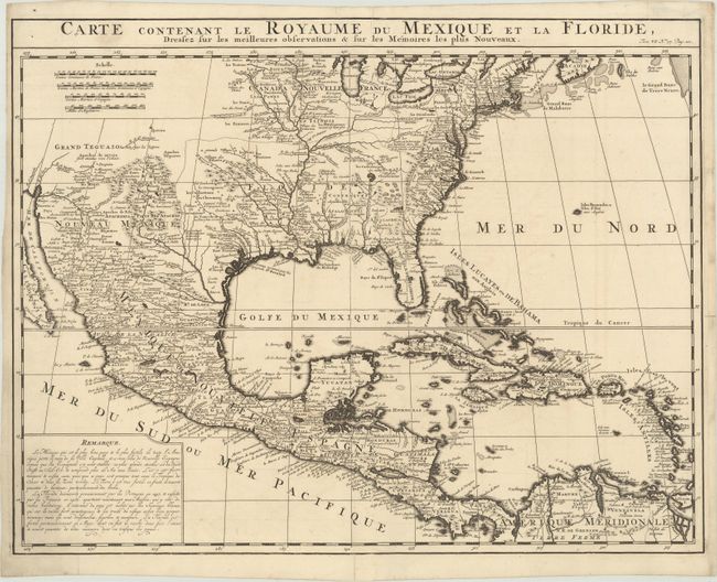 Carte Contenant le Royaume du Mexique et la Floride, Dressez sur les Meilleures Observations & sur les Memoires les Plus Nouveaux