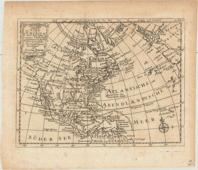 Eine Richtige Charte von Nord America nach den Besten Neuern Charten Gezeichnet und Durch Astronomische Bemerckungen Berichtiget