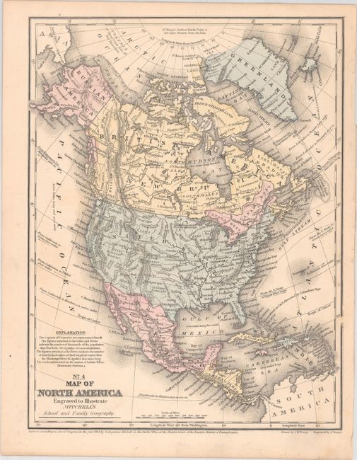 No. 4 Map of North America Engraved to Illustrate Mitchell's School and Family Geography