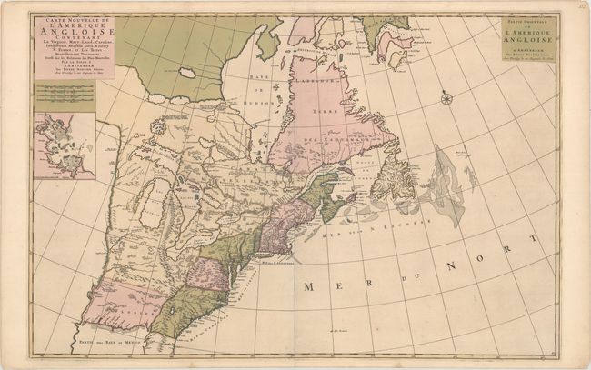 Carte Nouvelle de l'Amerique Angloise Contenant la Virginie, Mary-Land, Caroline, Pensylvania Nouvelle Iorck. N: Iarsey N: France, et les Terres Nouvellement Decouerte...