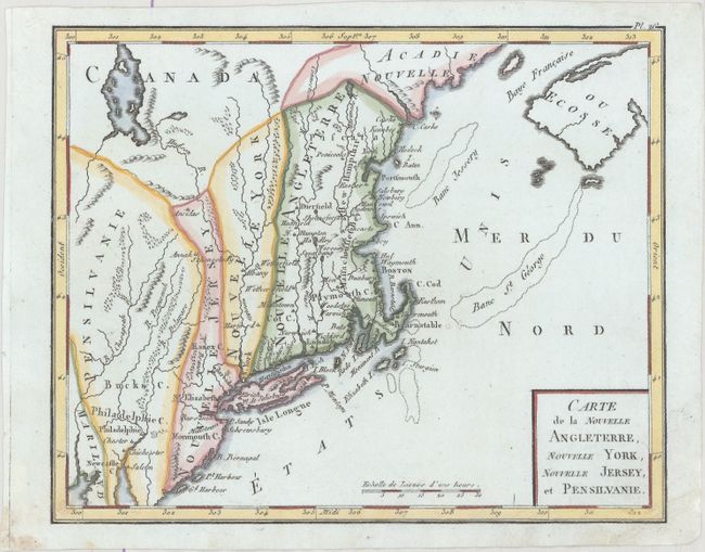 Carte de la Nouvelle Angleterre, Nouvelle York, Nouvelle Jersey, et Pensilvanie