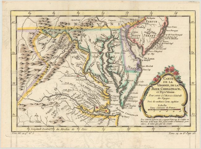 Carte de la Virginie, de la Baye Chesapeack, et Pays Voisins pour Servir a l'Histoire Generale des Voyages