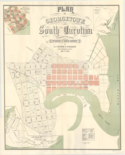 Plan of Georgetown South Carolina Compiled from Plans Wm. Greene & Chas. W. Forster [with] U.S. River and Harbor Works Map of Parts of N. and S.C. Showing Rivers and Harbors Under Process of Improvement