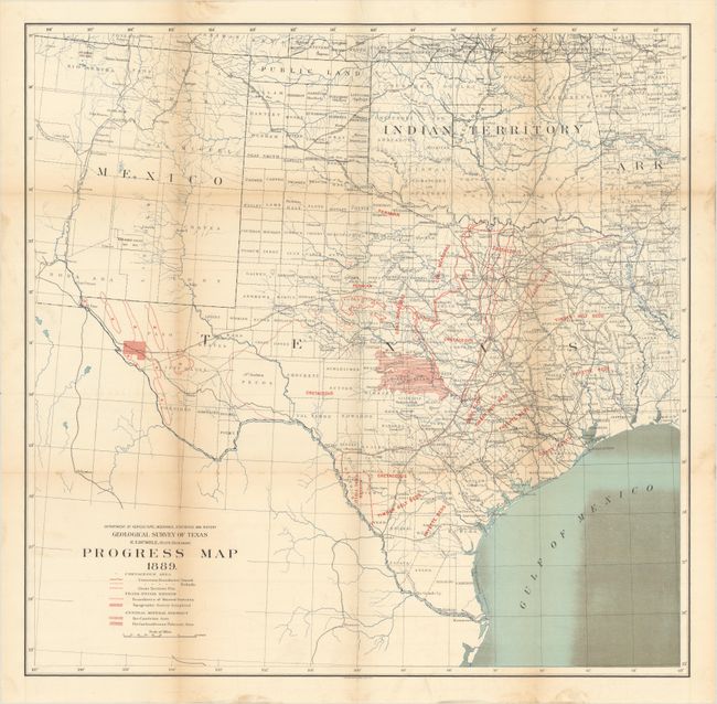 Geological Survey of Texas ... Progress Map [in] First Annual Report of the Geological Survey of Texas, 1889
