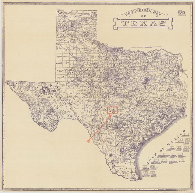 Geological Map of Texas [with] [Gillespie County Oil and Gas Lease]