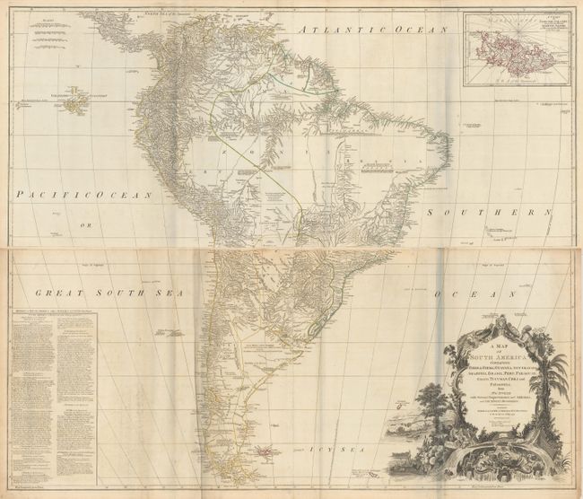 A Map of South America Containing Tierra-Firma, Guayana, New Granada Amazonia, Brasil, Peru, Paraguay, Chaco, Tucuman, Chili and Patagonia. From Mr. d'Anville