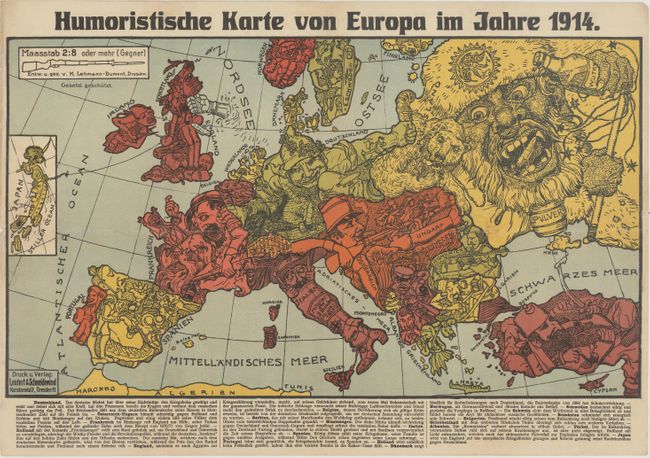 Humoristische Karte von Europa im Jahre 1914