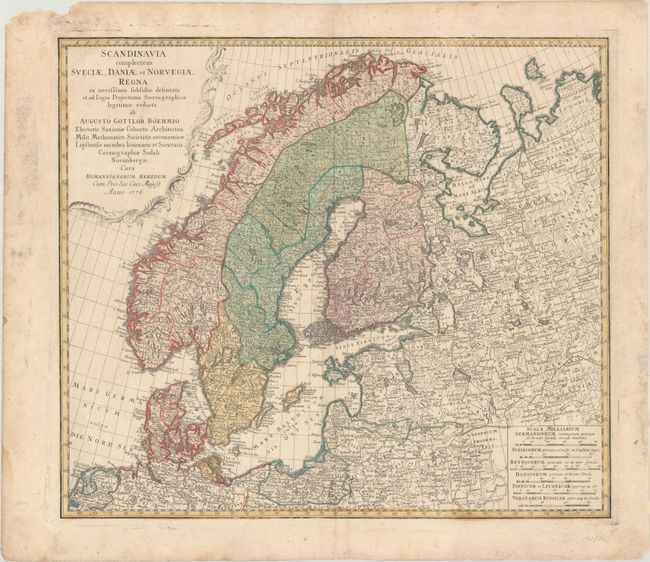 Scandinavia Complectens Sueciae, Daniae et Norvegiae Regna ex Novissimis Subsidiis Delineata et ad Leges Projectionis Stereographicae...