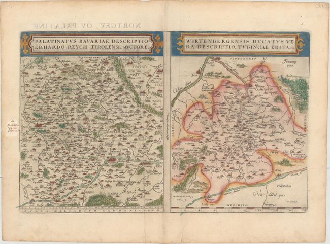 Palatinatus Bavariae Descriptio Erhardo Reych Tirolense Auctore [on sheet with] Wirtenbergensis Ducatus Vera Descriptio, Tubingae Edita
